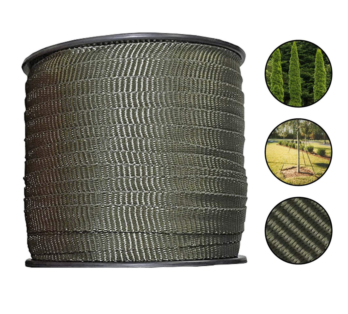 Habitech 250' Tree Tie Strap Staking and Guying Material - Made in USA - 1,800 Lbs Strength, Olive Green