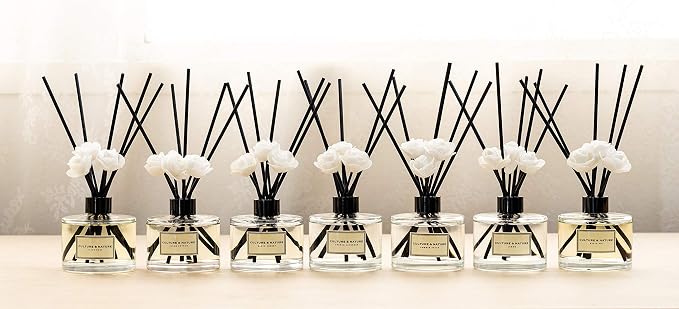 CULTURE & NATURE Reed Diffuser Set 6.7oz (200ml) French Lavender Scented Diffuser with Sticks Home Fragrance Reed Diffuser for Bathroom Shelf Decor