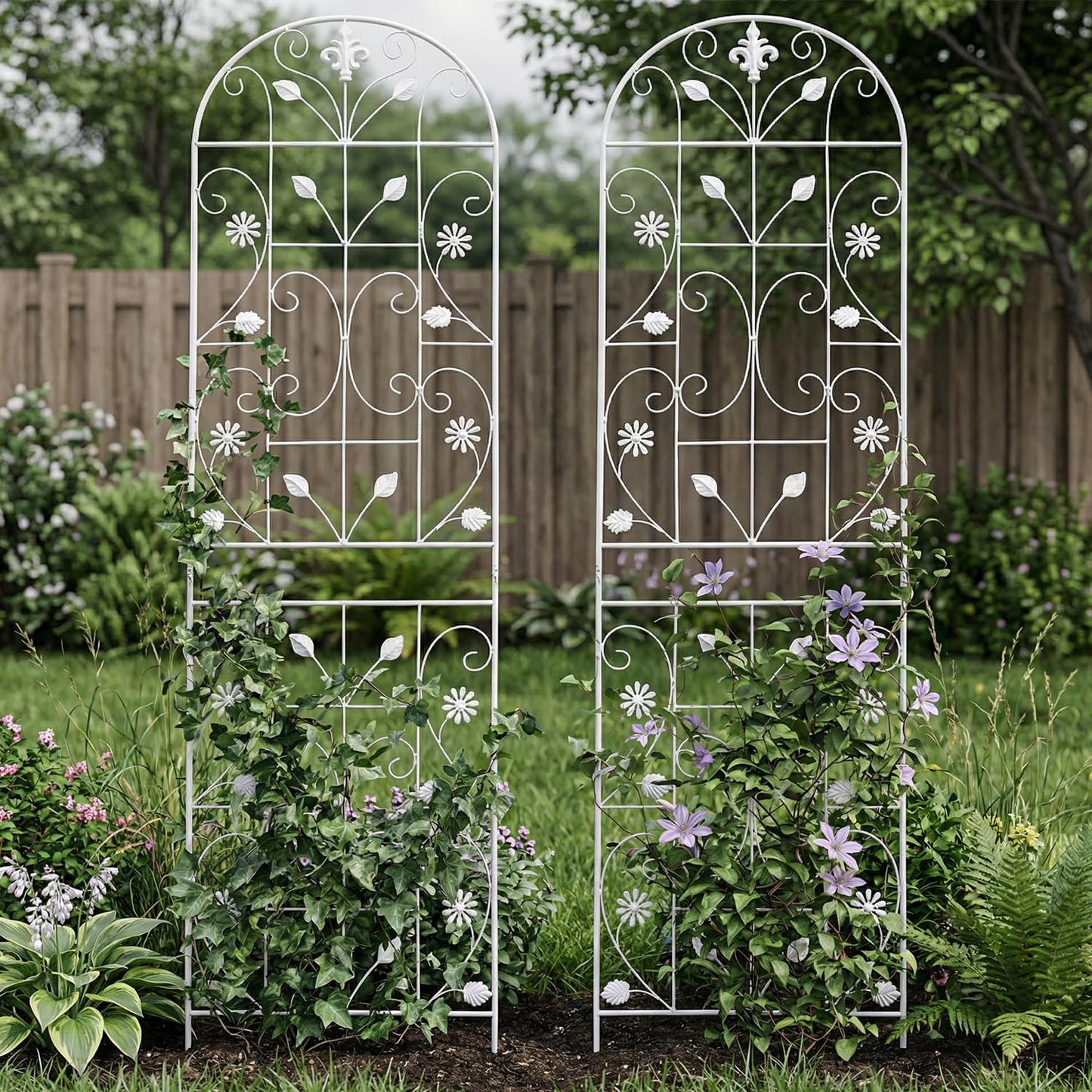 Maidapulu, Trellis for Climbing Plants Outdoor, (2 Pack 70.8x19.6-inch), Generic Metal Garden Trellis, Rustproof, Easy Assembly,(White)