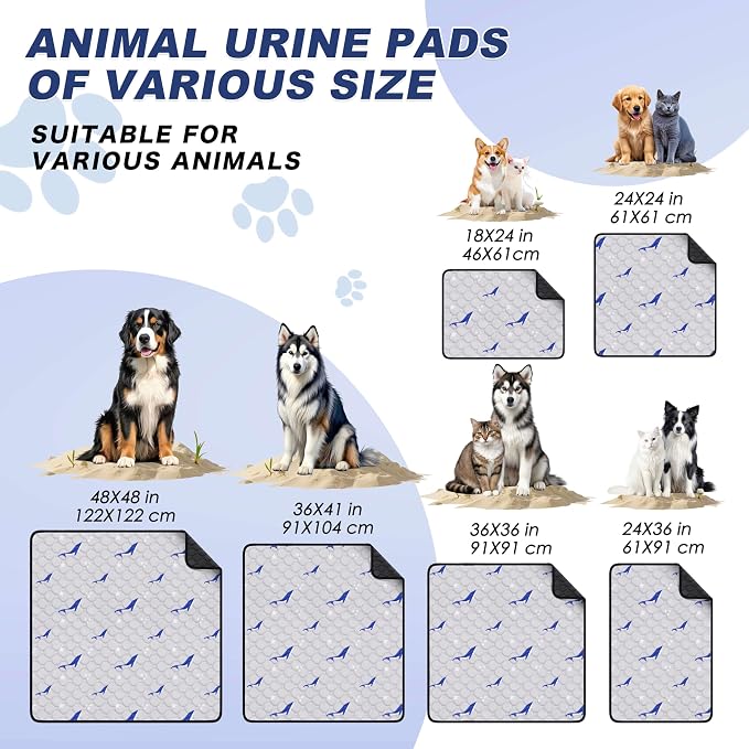 WanpeeGoo Washable Pee Pads for Dogs, 2Pack Reusable Puppy Pads, Super Absorbent & Leakproof Dog Pads, Anti-Slip Dog Pee Pads for Puppy Training & Incontinence, Dolphin Pattern 18"x24"