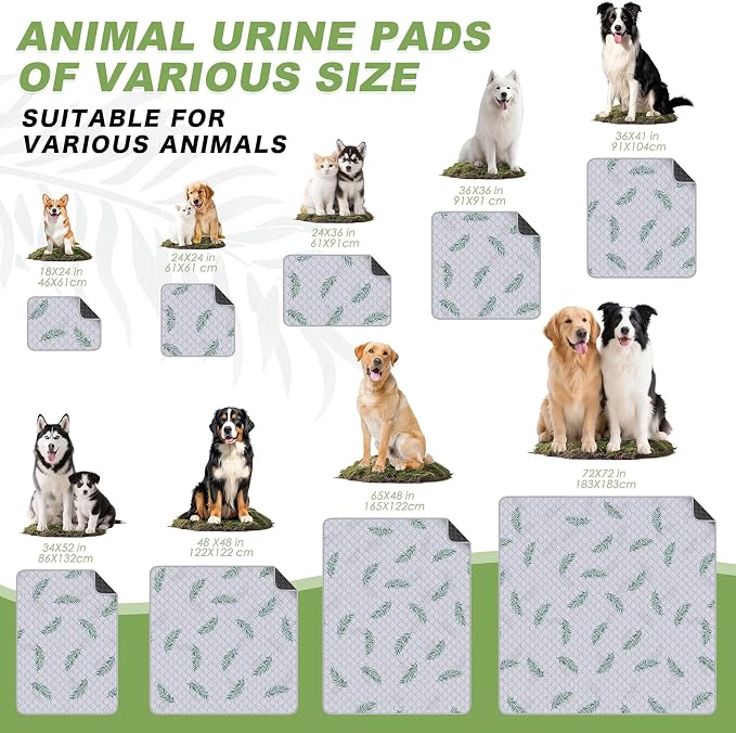 WanpeeGoo Washable Pee Pads for Dogs, 1Pack Reusable Puppy Pads, Super Absorbent & Leakproof Dog Pads, Anti-Slip Dog Pee Pads for Puppy Training & Incontinence, Leaf Pattern 65"x48"
