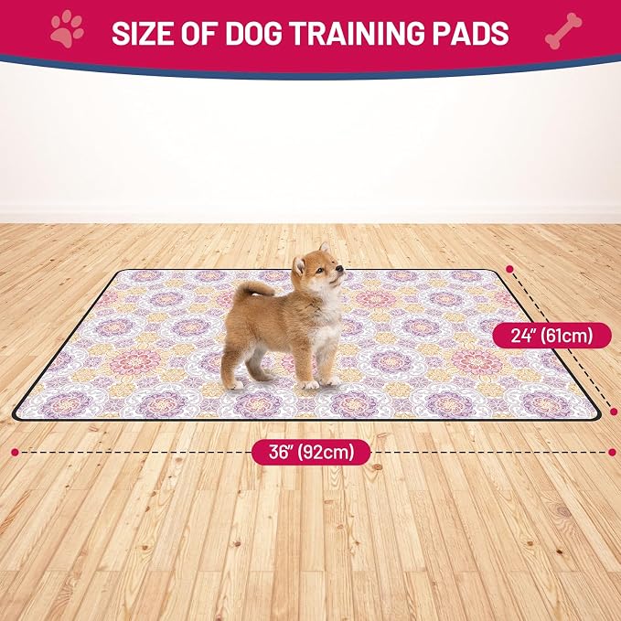Washable Dog Pee Pads - Absorbent Reusable Puppy Training Pads, Waterproof Leak - Proof & Non - Slip for Crate Whelping Potty Training 24x36 (Pack of 2)
