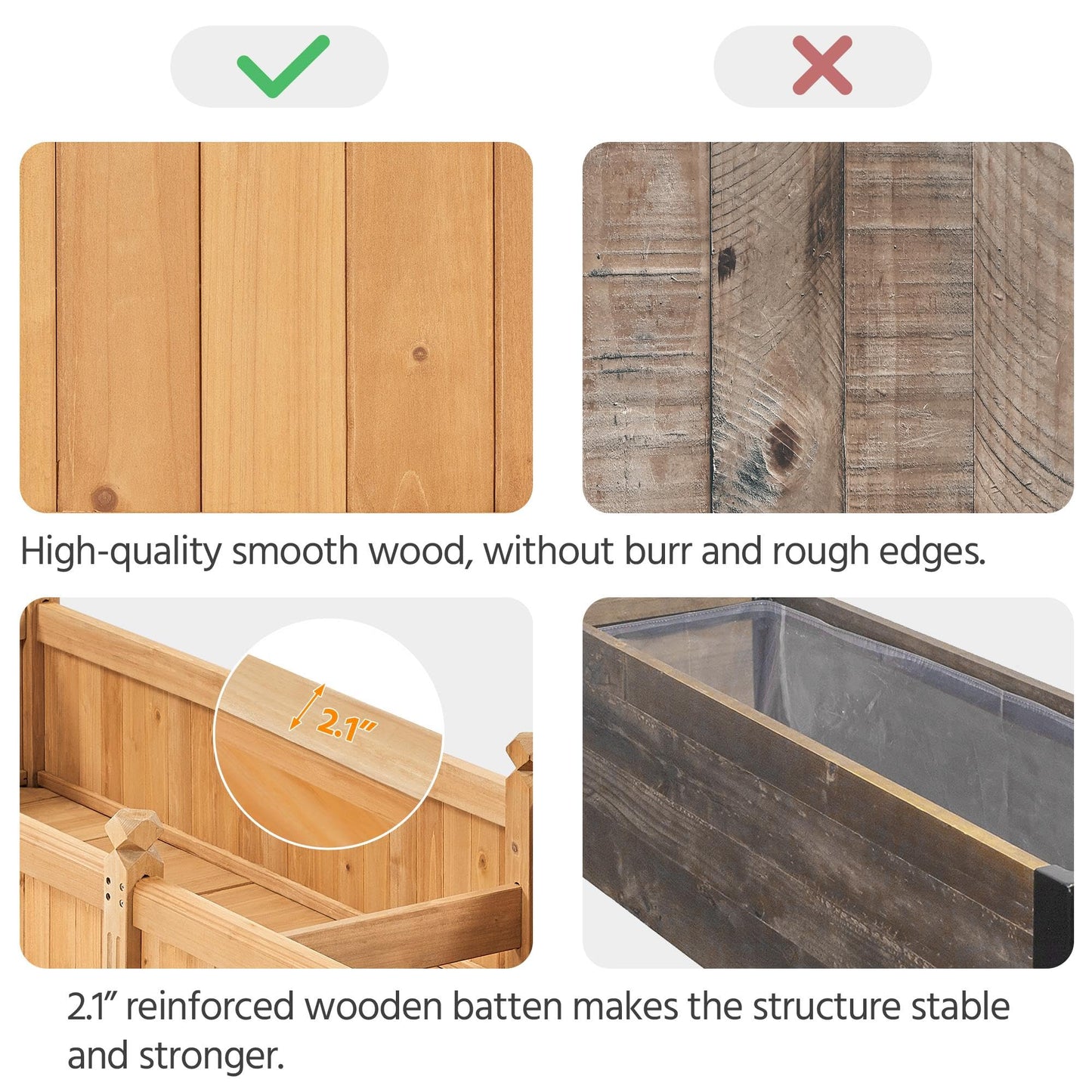 Yaheetech 90.5″ L×23.5″ W×16″ H Wooden Raised Garden Bed, Horticulture Wood Rectangular Garden Planter Outdoor, Raised Planter Box for Yard/Greenhouse/Vegetable/Flower/Herbs, Light Brown
