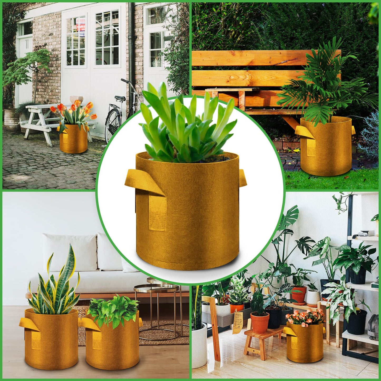 WHATWEARS 12-Pack 10 Gallon Plant Grow Bags, Thickened Nonwoven Fabric Pots with Handles, Vegetable Planter Bags Containers, Cloth Planters for Garden Vegetable/Flower/Plant/Fruits Outdoor (Brown)