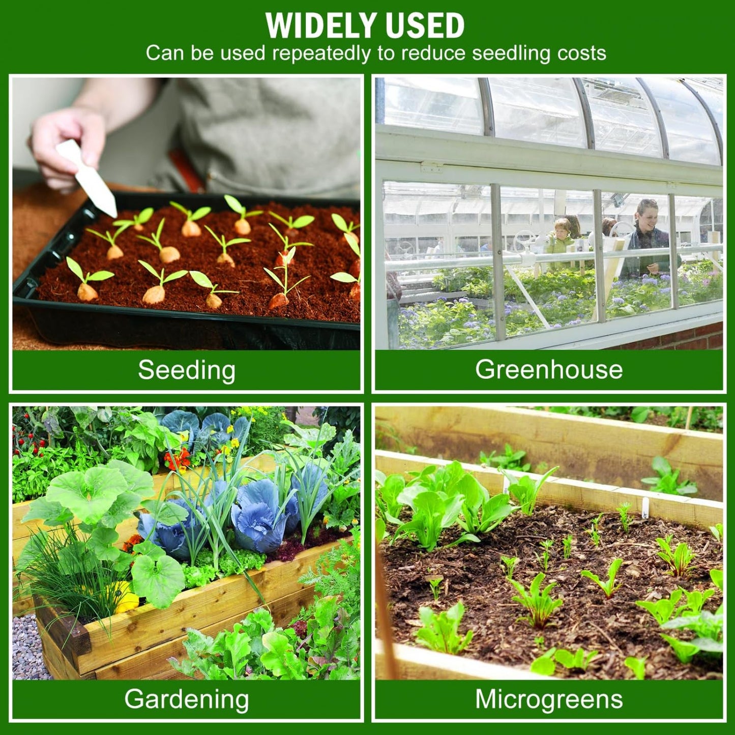 YoleShy 5 Packs Seed Starter Tray with Dome Reusable Plastic Plant Growing Trays with Humidity Domes Thickened Sturdy for Seed Starting Germination Growing Seedling Propagation,14.5"x9"