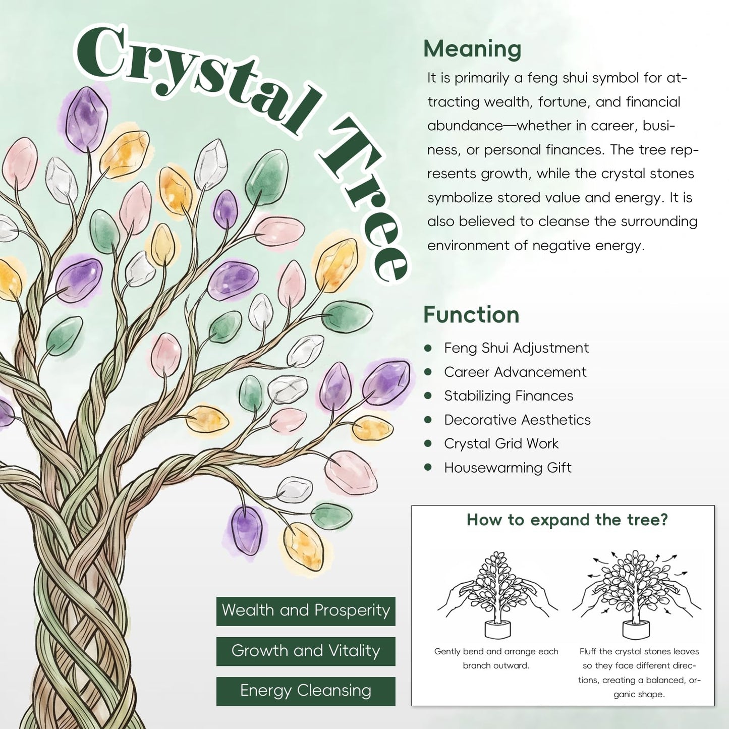 Rockcloud Healing Amethyst Crystal Money Tree Feng Shui Bonsai Tree for Home Decoration Jewelry Holder