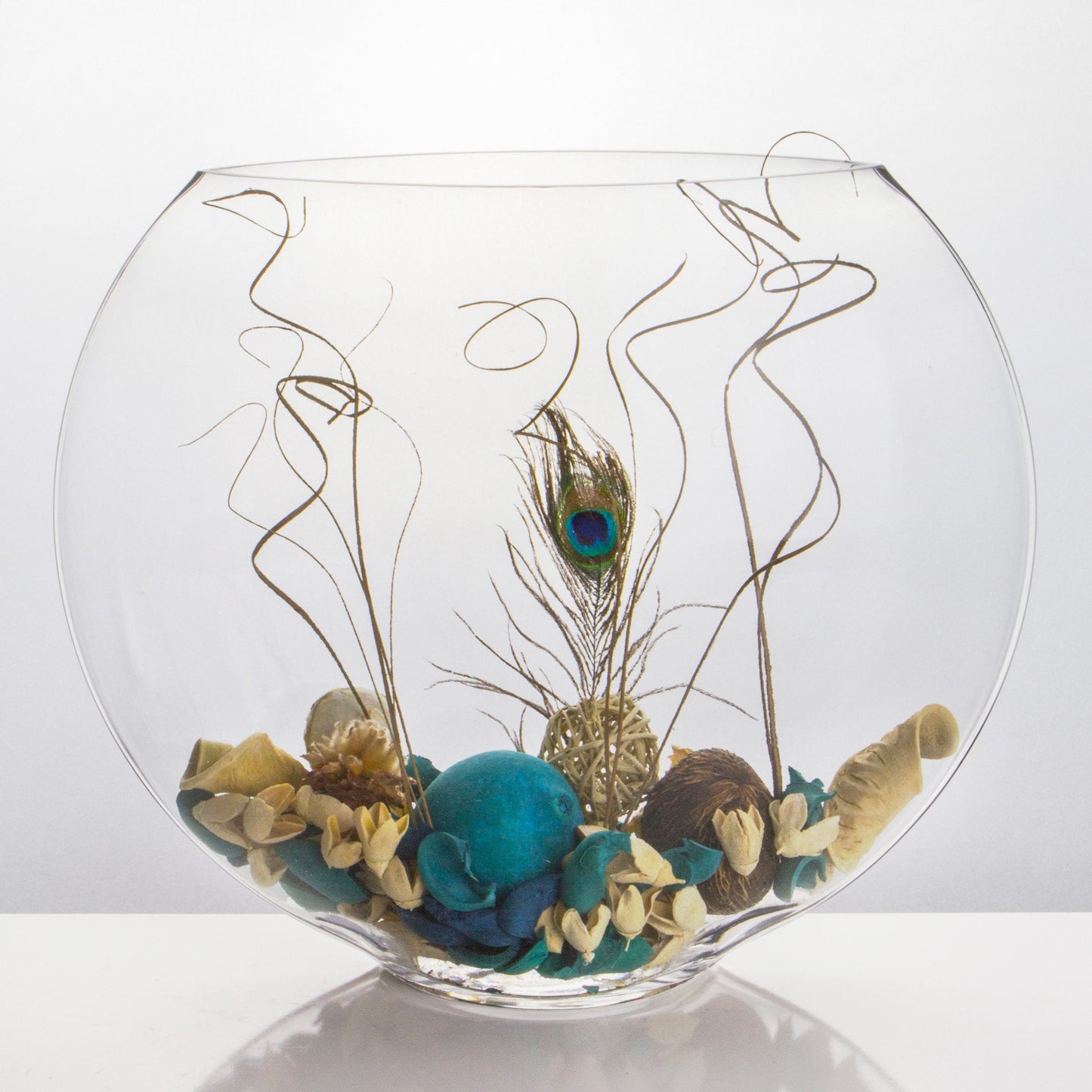 CYS EXCEL Glass Moon Vase Oval Bowl (H:7.5" L:9.25") | Multiple Size Choices Round Flower Vase Centerpiece | Plant Terrarium Bowl Vase
