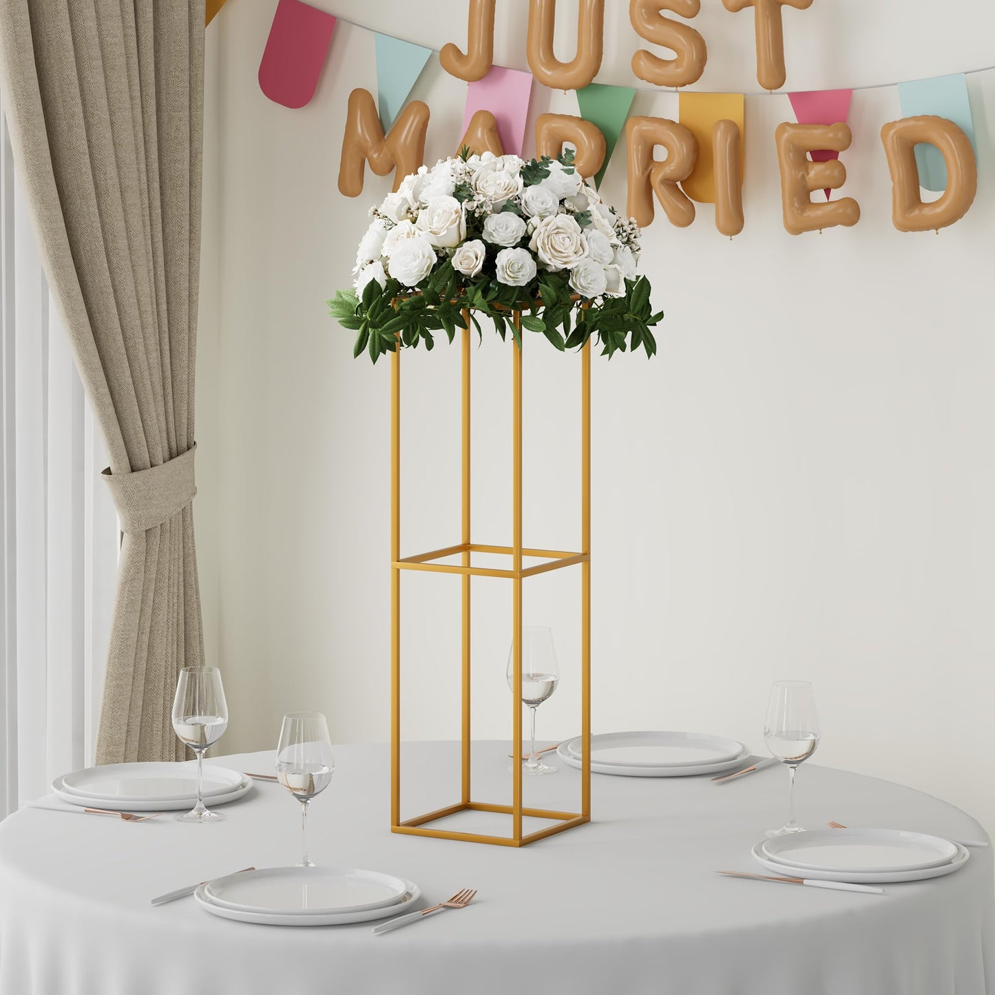TEKXYZ Flower Stand for Wedding, 10 Pcs 31.5 Inch Tall Flower Stand, Metal Centerpiece Stand, Gold Centerpieces For Wedding, Event Party Props, Patio Decor