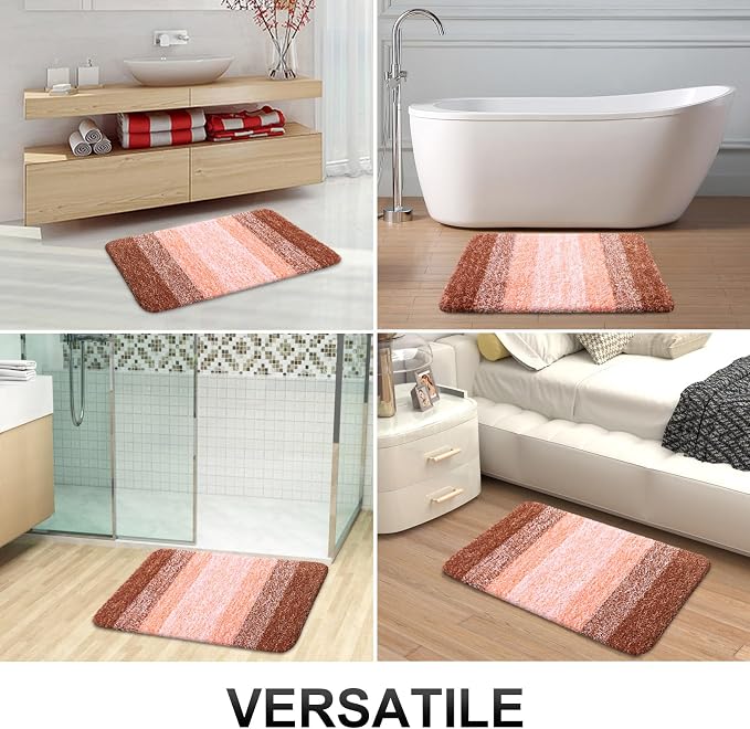 OLANLY Bathroom Runner Rugs Mat 47x17, Extra Soft Absorbent Microfiber Bath Rugs, Rubber Backing, Quick Dry, Washable Long Bath Mats for Bathroom Floor, Tub and Shower, Home Decor Accessories, Orange