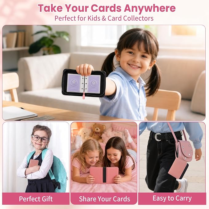 1 Pocket Card Binder with Zipper, 100 Pockets Mini Trading Card Album, Premium PU Leather Single Card Binder, Small Display Folder for TCG & Sports Cards