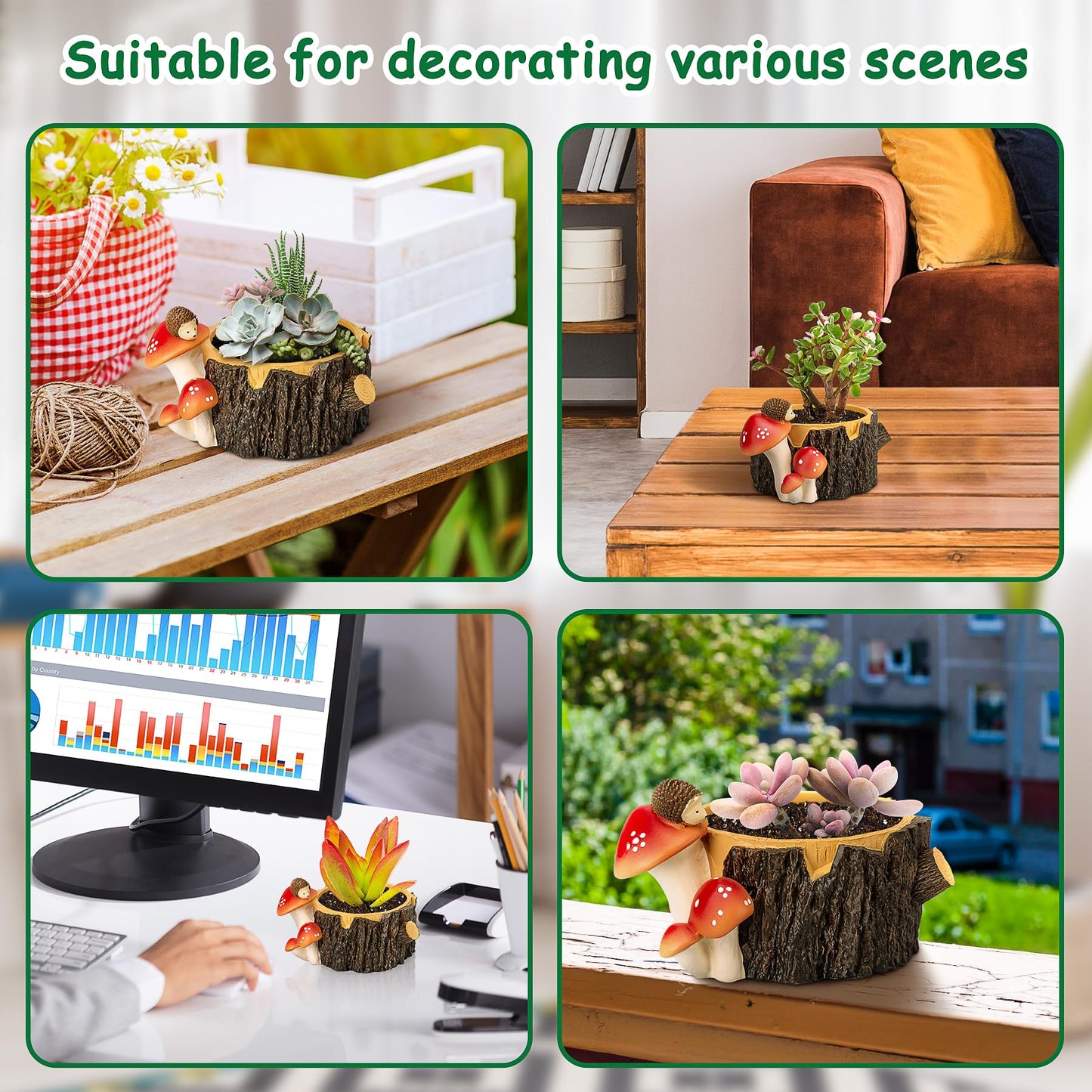 Yiiwinwy Hedgehog Succulent Pots with Drainage Hole,Plant Pots for Indoor Plants/Cactus/Succulent,Indoor Planter Gift for Plant Lover, Decorative Novelty Planter