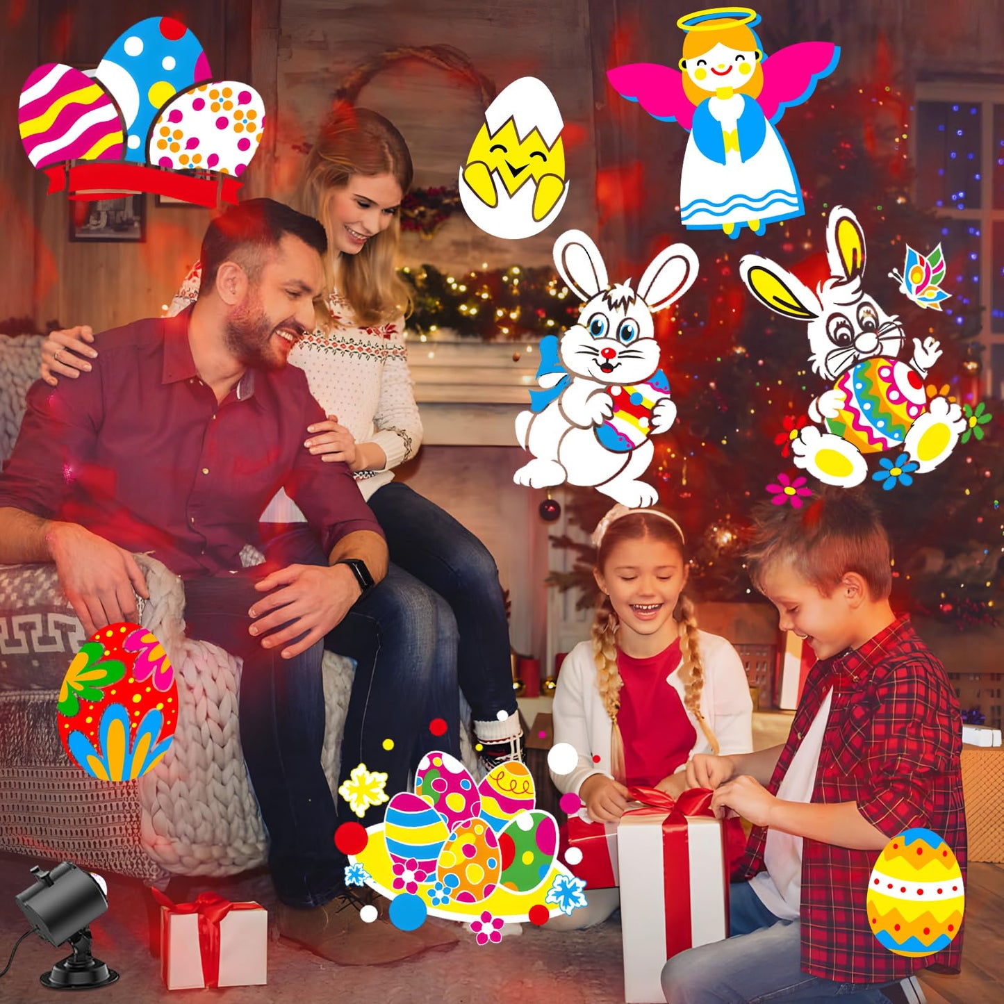 2026 Upgrade Brighter Easter Projector Lights Outdoor,8 Patterns Holiday Projectors 10HD Slides (Ocean Wave & Patterns), Weatherproof Easter Decorations for Light Show