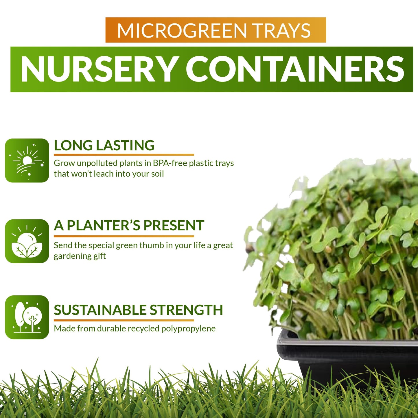 100 PK- 1020 Plant Trays, NO Holes, Heavy Duty