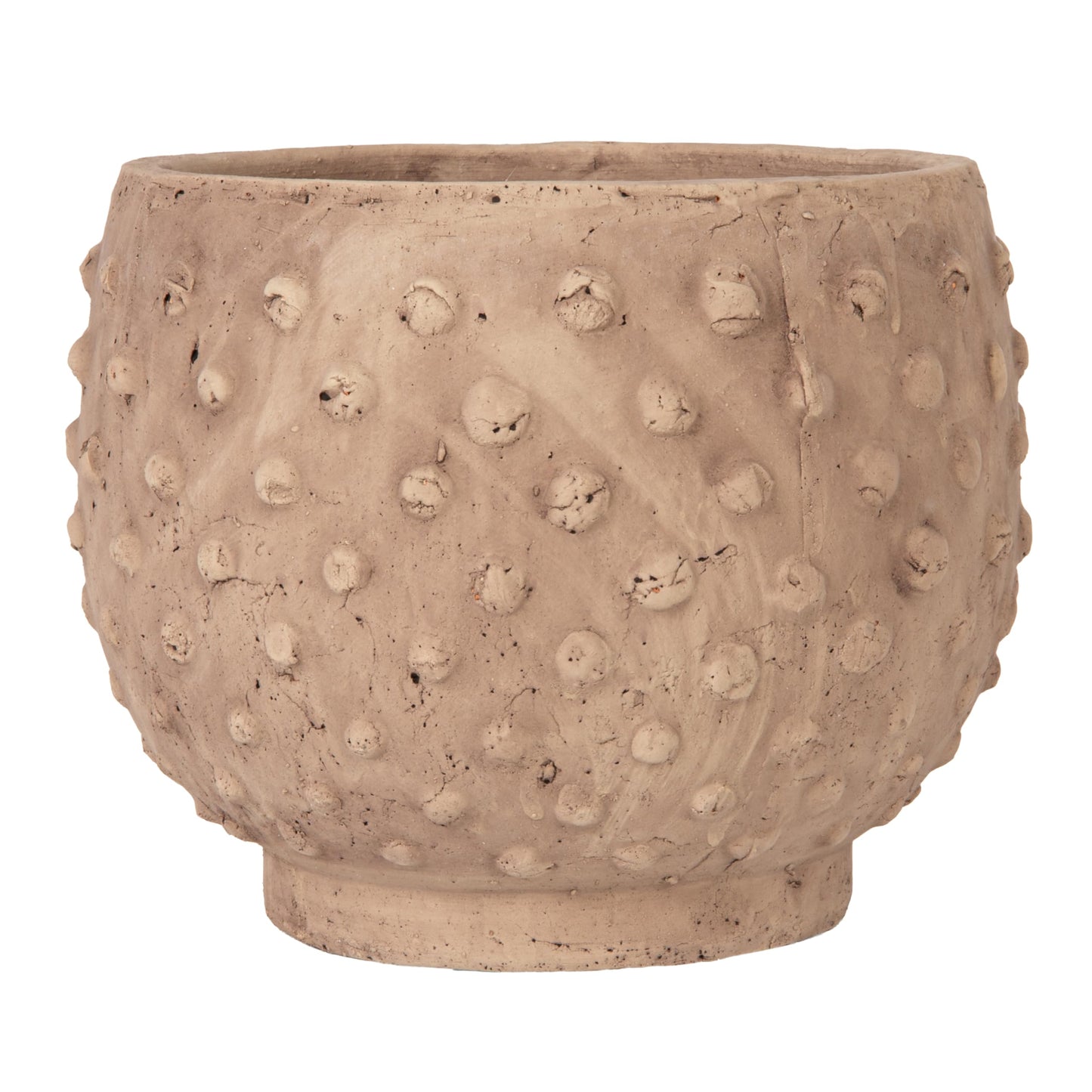 Creative Co-Op 9.25" Round Sandstone Hobnail Planter with Distressed Finish, Greige