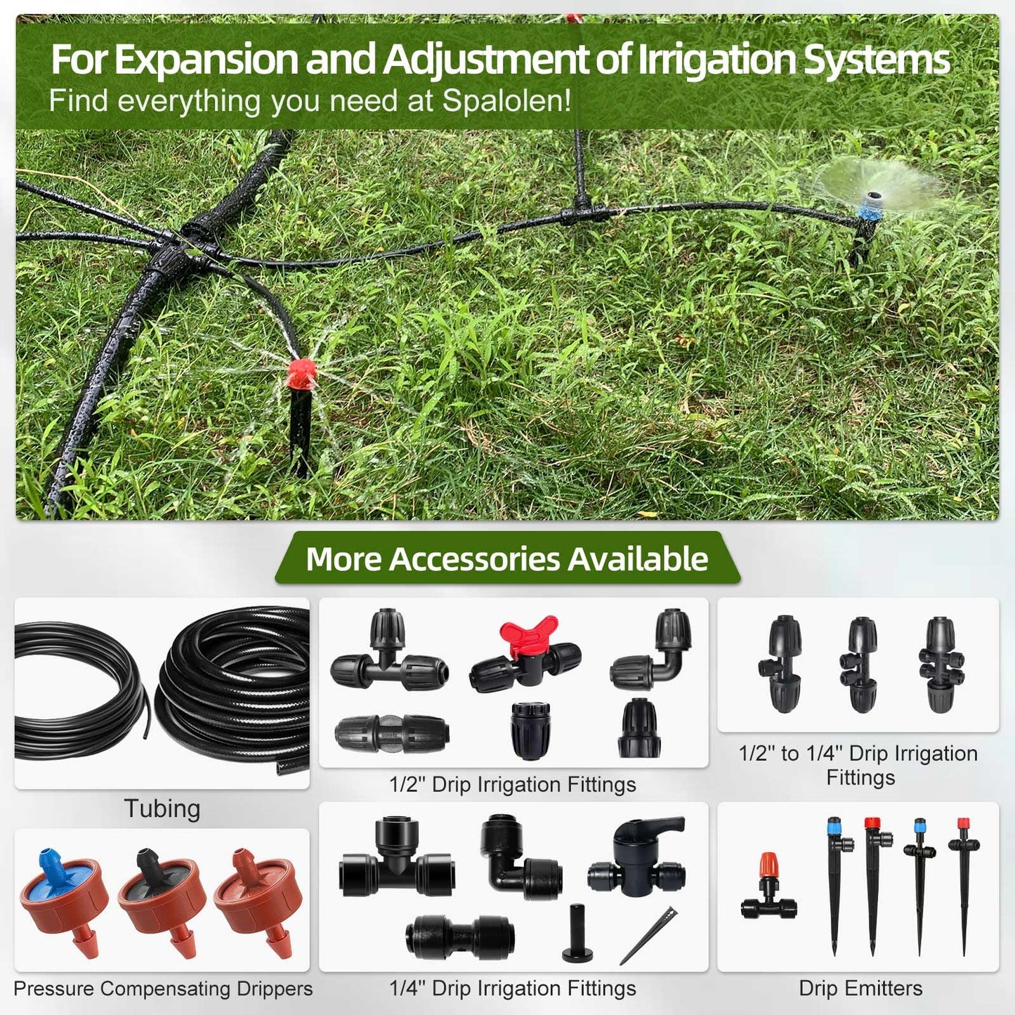 60PCS Push-to-Fit Drip Irrigation Emitters for 1/4 inch Irrigation Tubing, Adjustable 360 Degree Drip Emitter Sprayer with Stake, Irrigation Dripper Sprinklers for Drip Irrigation System