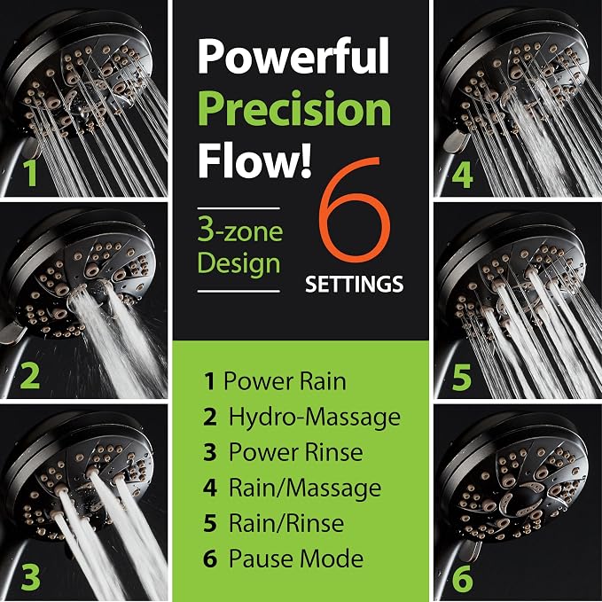 AquaDance For California High Pressure 6-Setting Oil Rubbed Bronze Face Handheld Shower with Hose for Ultimate Shower Experience! Officially Tested to Meet Strict US Quality & Performance Standards!