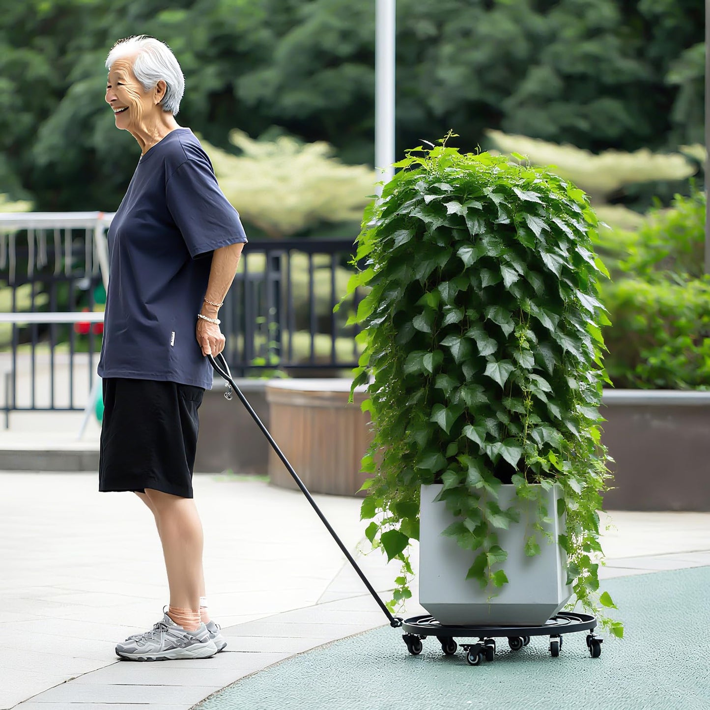 Goooxim 20" Heavy-Duty Plant Dolly with Wheels – Rolling Base for Indoor & Outdoor Use, Detachable Handle, 360° Swivel Wheels, Supports Up to 200 lbs – Ideal for Moving Large Pots & Trees