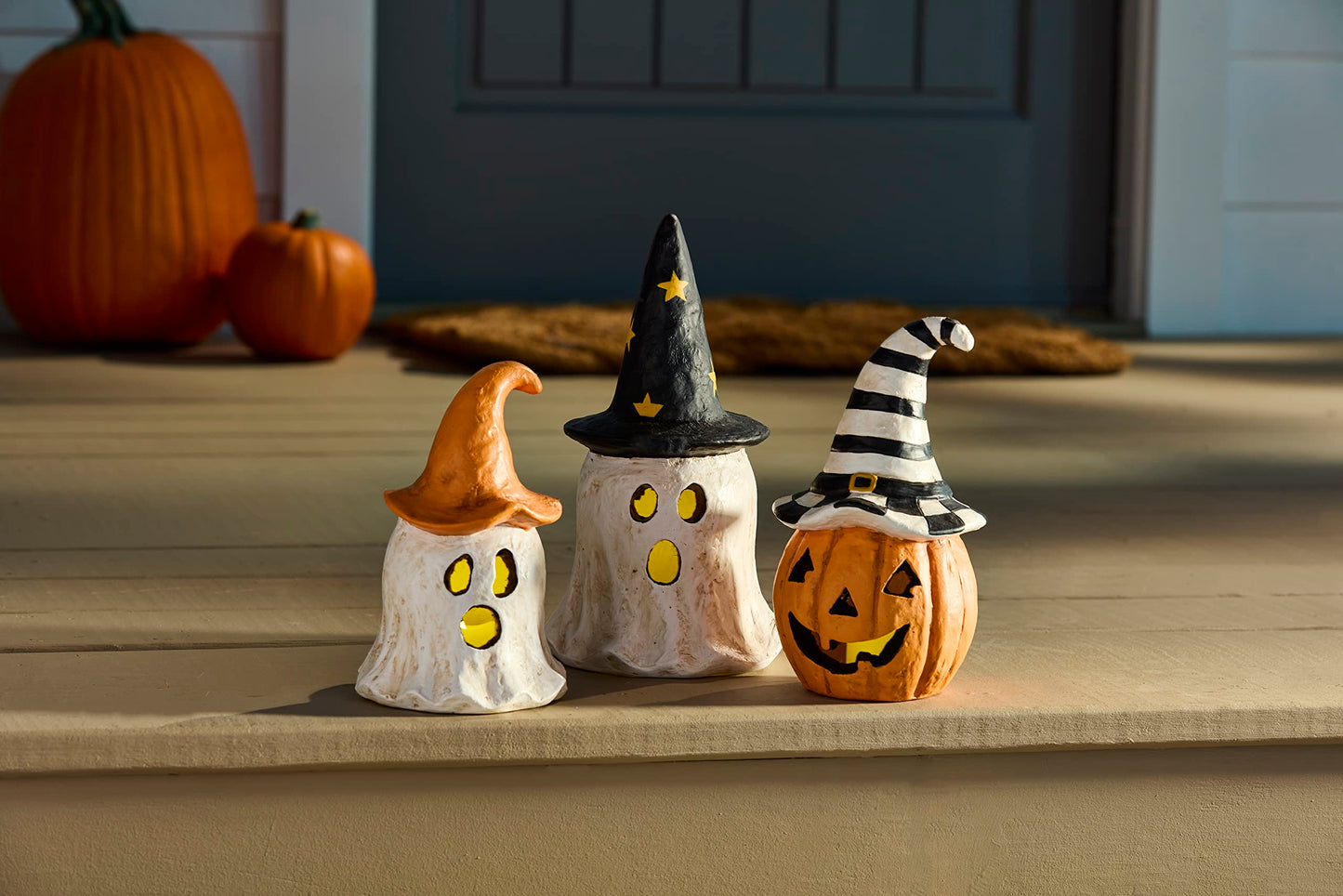 Mud Pie Witch Lantern, Black Ghost, 10" x 5"