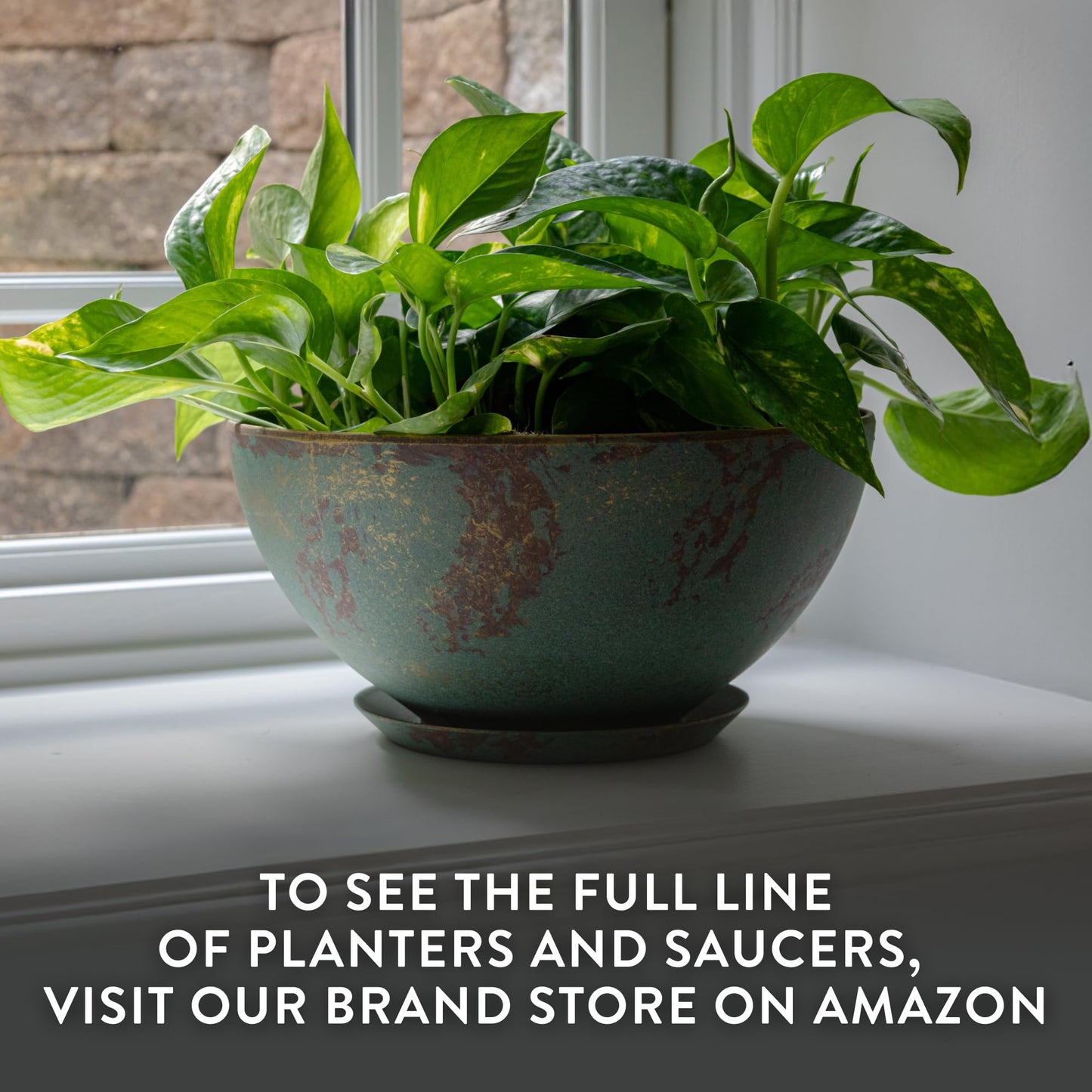 Classic Home and Garden by Growscape Rosie Modern Planter w/Drainage - Contemporary Planter Bowls - Shallow Round Vases for Small Plants - Versatile Indoor & Outdoor Pots (10” Weathered Copper)