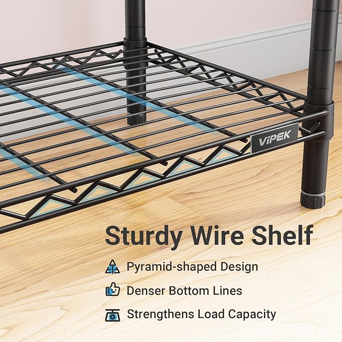 VIPEK V5C Portable Closet Wardrobe Bedroom Armoires Heavy Duty Covered Clothing Rack, Black Metal with Grey Oxford Fabric Cover, Adjustable Custom, 68.9" Lx15.7 Wx76.4 H