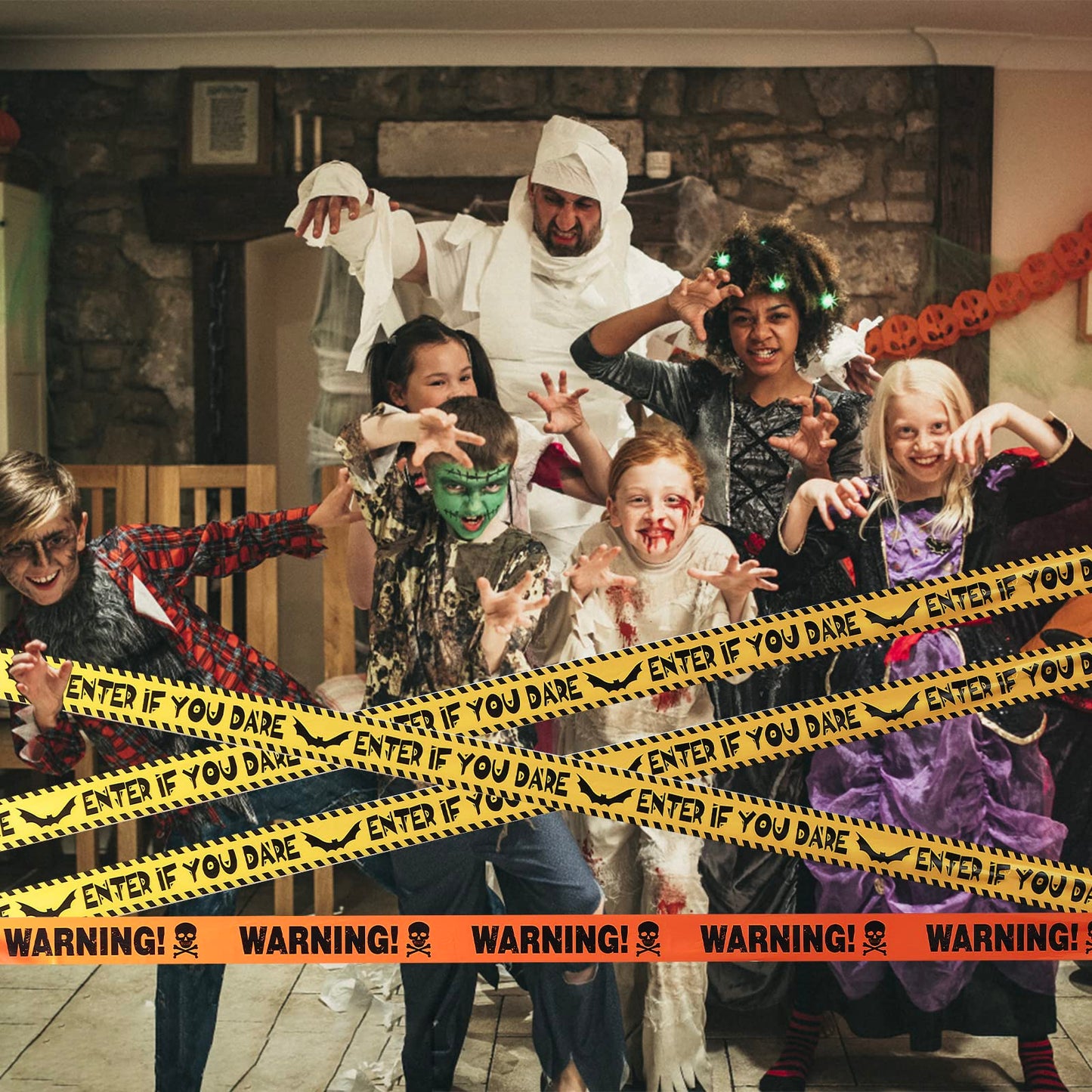 Chaoaixx 3 Pcs Halloween Fright Tape Bundle - Warning - Enter If You Dare - Haunted Keep Out, 3inx90ft Halloween Decoration Clearance,Caution Tape for Haunted Houses, Danger, Beware and Attention