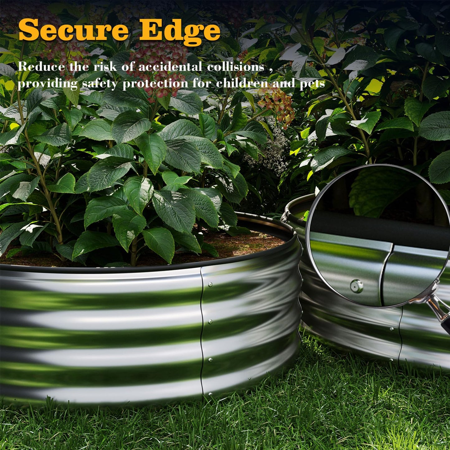 ZFHgarden Garden Box Raised Flower Bed Galvanized Metal Planter Round Raised Garden Bed Kit for Gardening Outdoor 1PC Gold 2X2X1FT