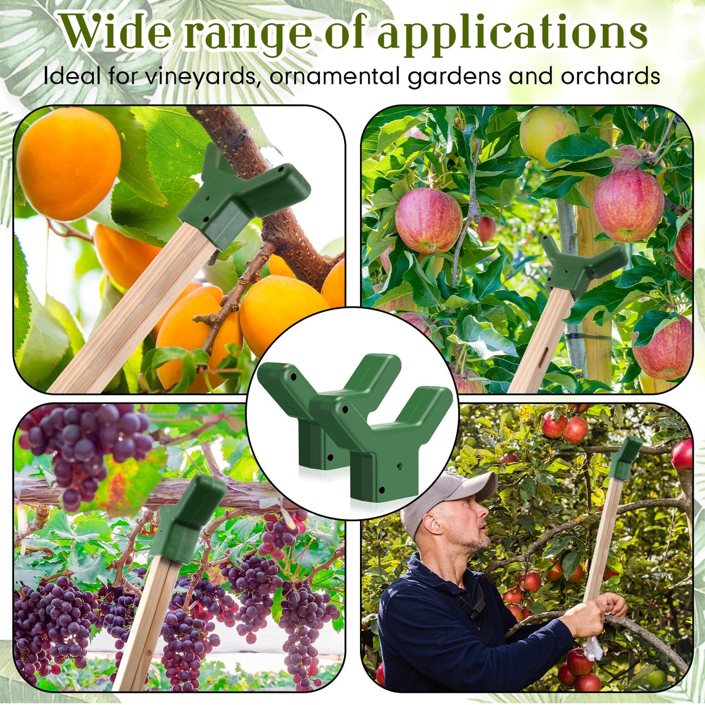 Yungyan 2 Pcs Tree Support, Plastic Fruit Branch Support Device Tree Brace Prevent Them from Breaking for Vineyards Ornamental Gardens Orchards Fits on Standard 1.57 x 1.57 Inch Lumber (Green)