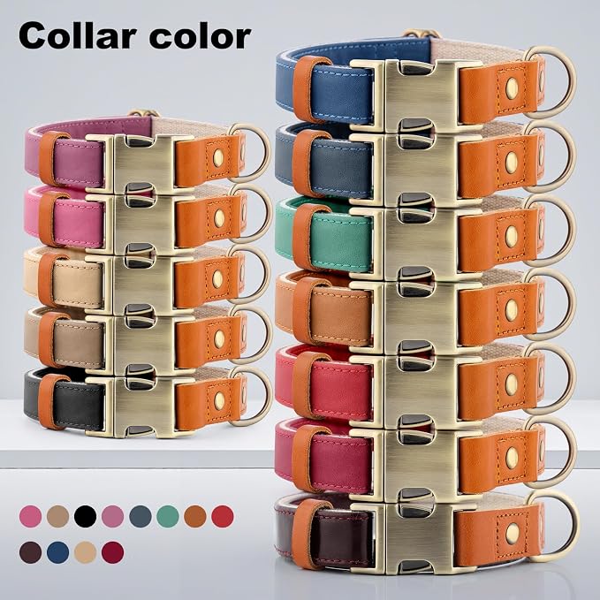 Plutus Pet Genuine Leather & Hemp Dog Collar – Adjustable Heavy Duty Pet Collar with Quick Release Metal Buckle, Soft & Stylish for Puppy and Small, Medium, Large Dogs (Copper Brown, XS)