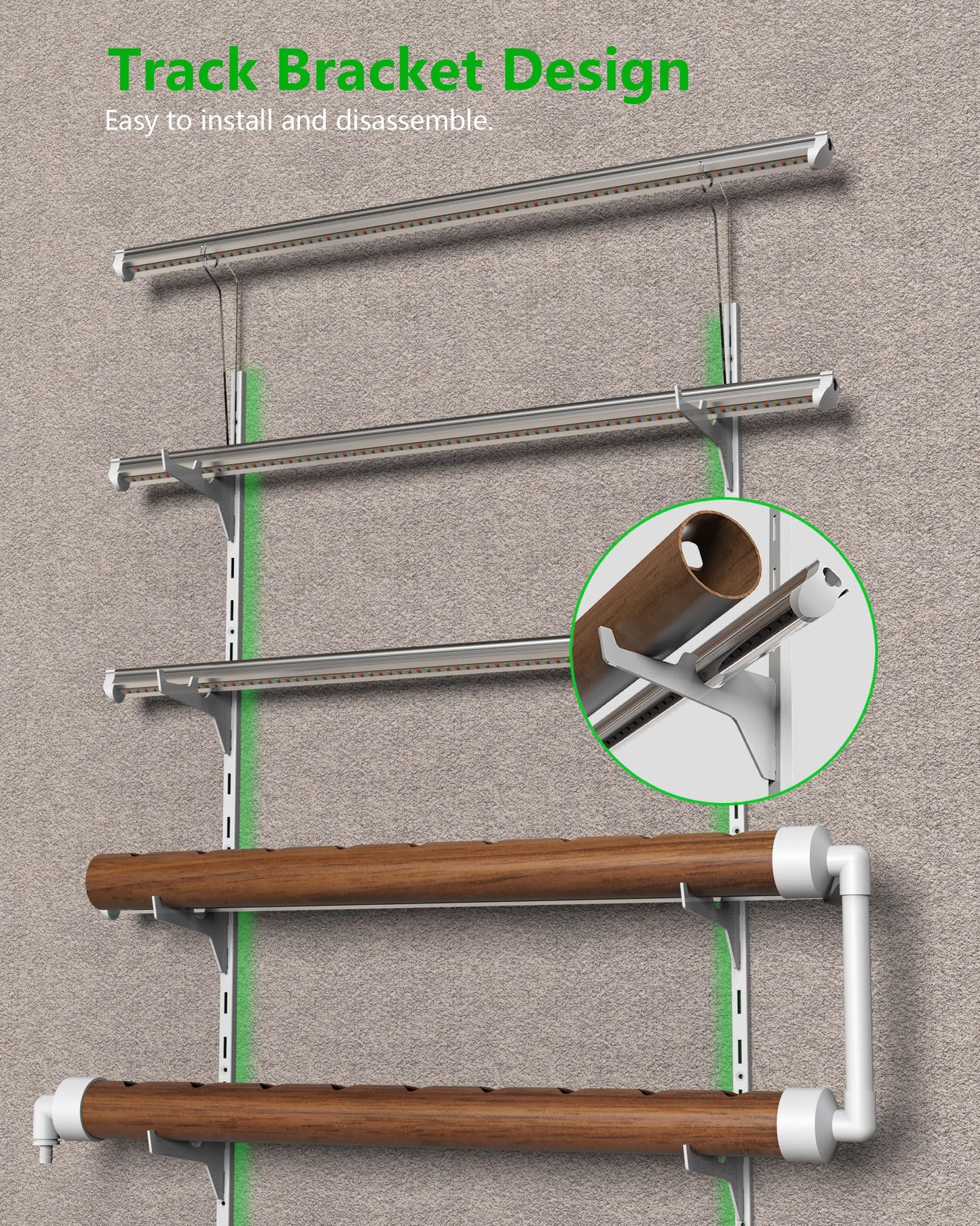 DPROOTS NFT Hydroponics Growing System,36 Pods Wall-Mounted Indoor Garden,Full Spectrum Grow Lights and Powerful Water Recycling System,Opaque PVC-U Hydroponic Pipes,Suitable for Leafy Greens