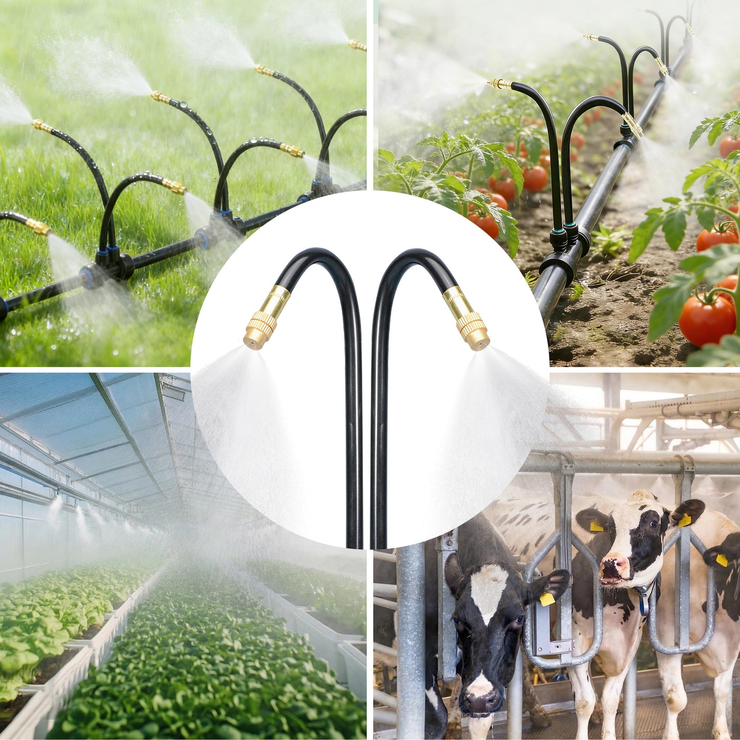Drip Irrigation System for Garden, Automatic Watering System with Adjustable 360° Copper Spray Nozzles, DIY Drip Irrigation Kit for Yard, Lawn, Greenhouse, Raised Beds & Potted Plants (30FT)