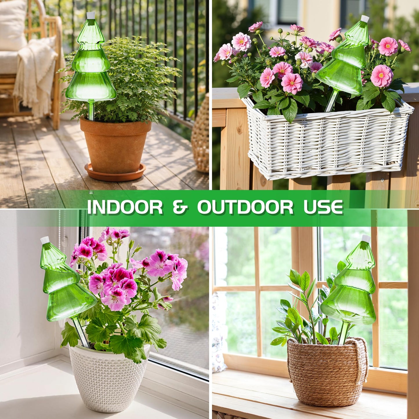 12 oz Large Plant Watering Globes, Glass Self Watering Globes, Unique Christmas Tree Self Watering Planter Insert, Vacation Plant Watering Devices, Automatic Watering Bulbs (Large-2 Pack)