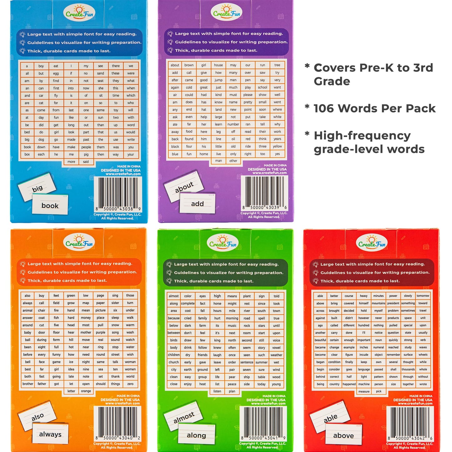 106 Sight Words Flash Cards Kindergarten for Ages 4-5, Dolch & Fry Sight Word Reading Games, Homeschool Supplies for Preschool with 7 Educational Game Ideas