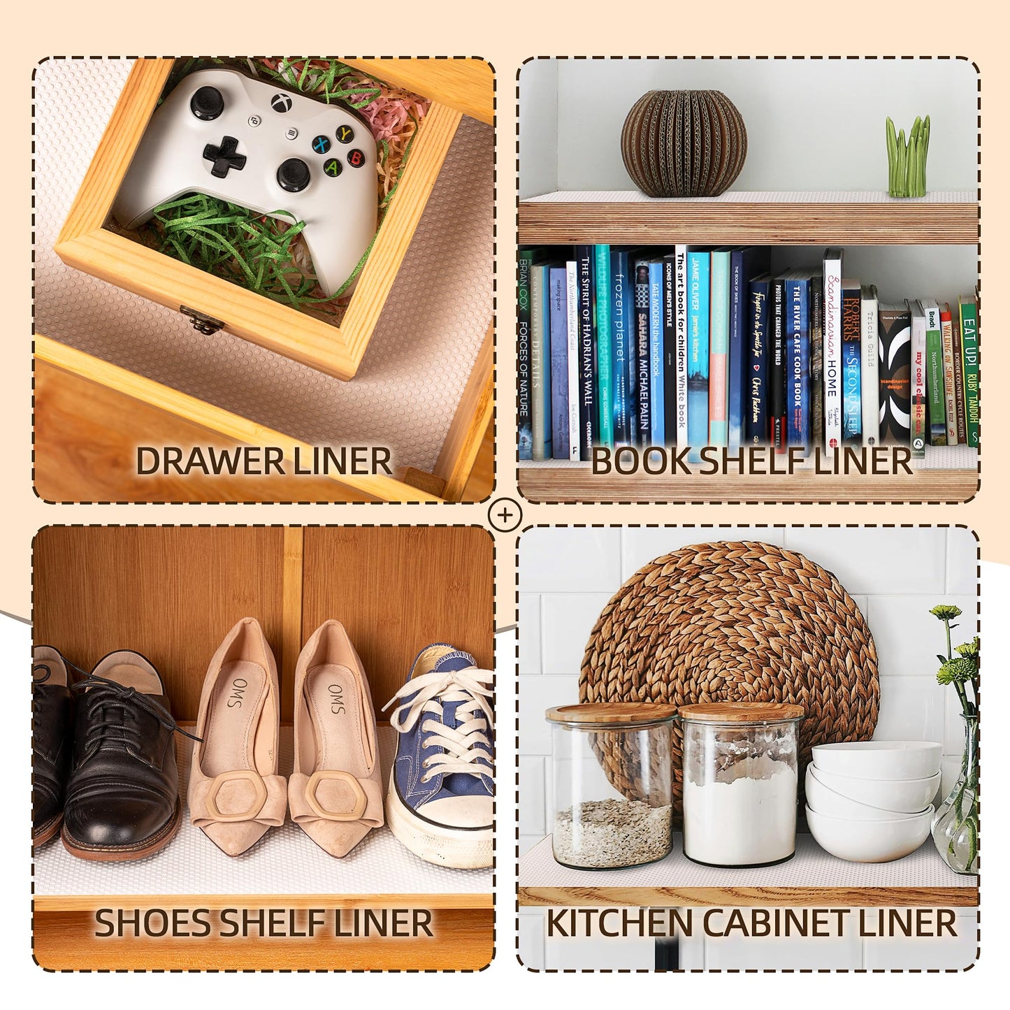 Shelf Liner for Kitchen Cabinets White- Food Safe, Non-Adhesive, and Waterproof - Easy to Clean and Reusable - Perfect for Shelves,Fridge,Drawers,Cupboard and Pantry Cabinets 12'' X 120 Inch