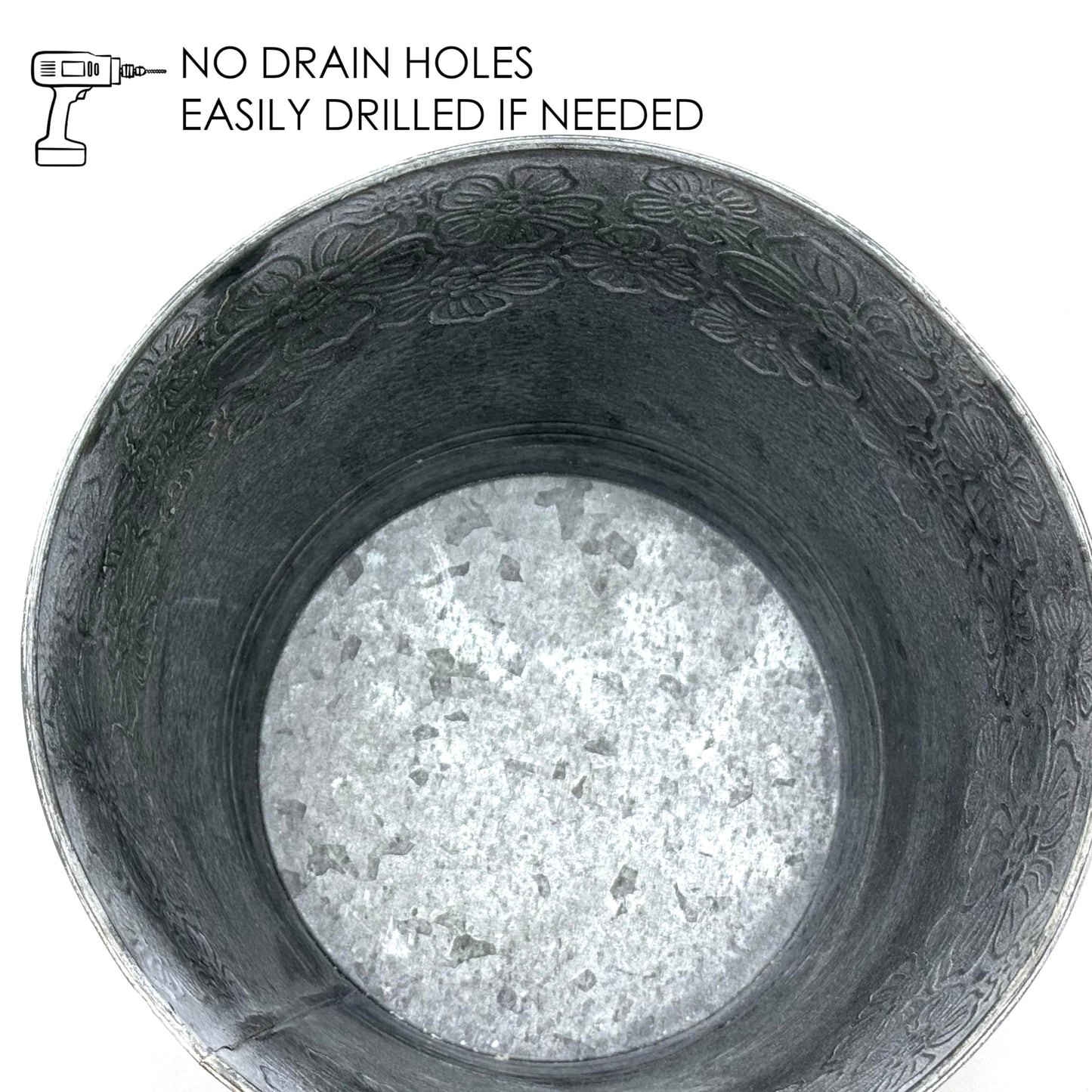 allgala Galvanized Planter Pot Indoor and Outdoor Decoration-Round Grey-7"-HD88312