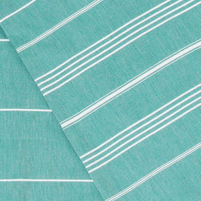 Bersuse Towels Anatolia XL Beach Blanket Throw Blanket Turkish Towel 100% Cotton Extra-Large Quick-Dry Lightweight Premium Peshtemal Towel - 61x82 Inches, Teal (Set of 6)