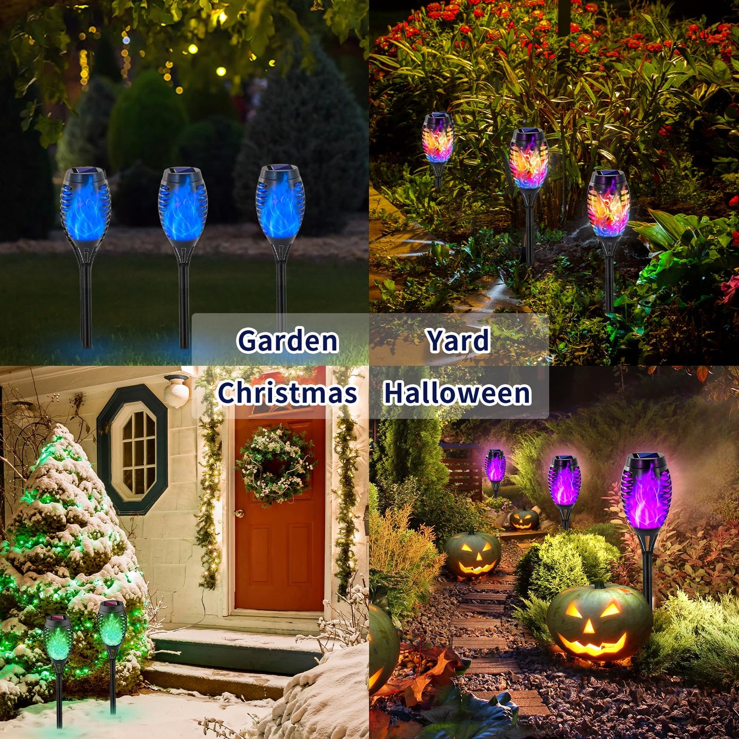 Swingers Solar Lights Outdoor,Halloween Solar Torch Lights with Flickering Flame,Waterproof Outdoor Garden Lights for Outside Patio Pathway Yard Decorations(12, Purple)