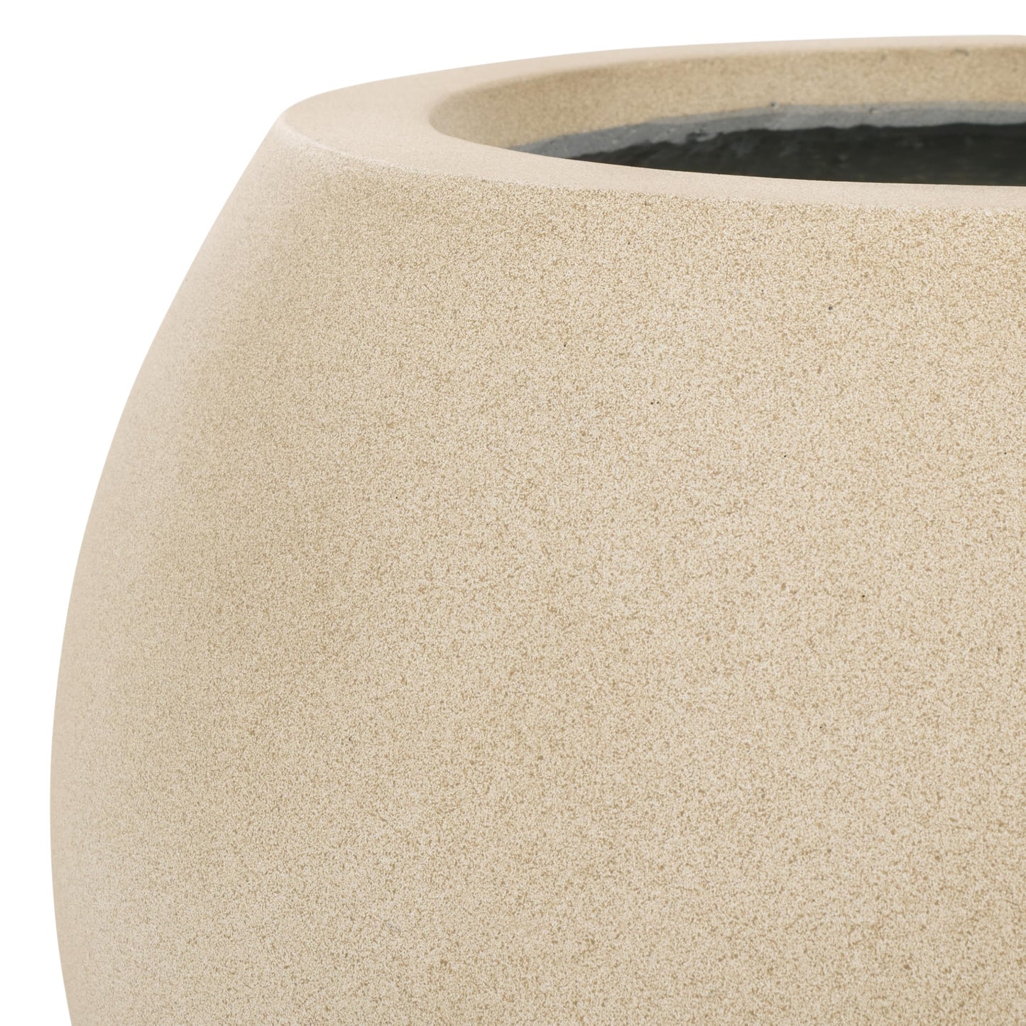 SAFAVIEH Outdoor - Kenslia Beige Ficonstone Planter Pot with Drainage Hole, Frost Resistant Decorative Orb Planter for Patio, Deck, Garden, 15.7" W x 15.7" D x 12.7" H (PAT1518B)