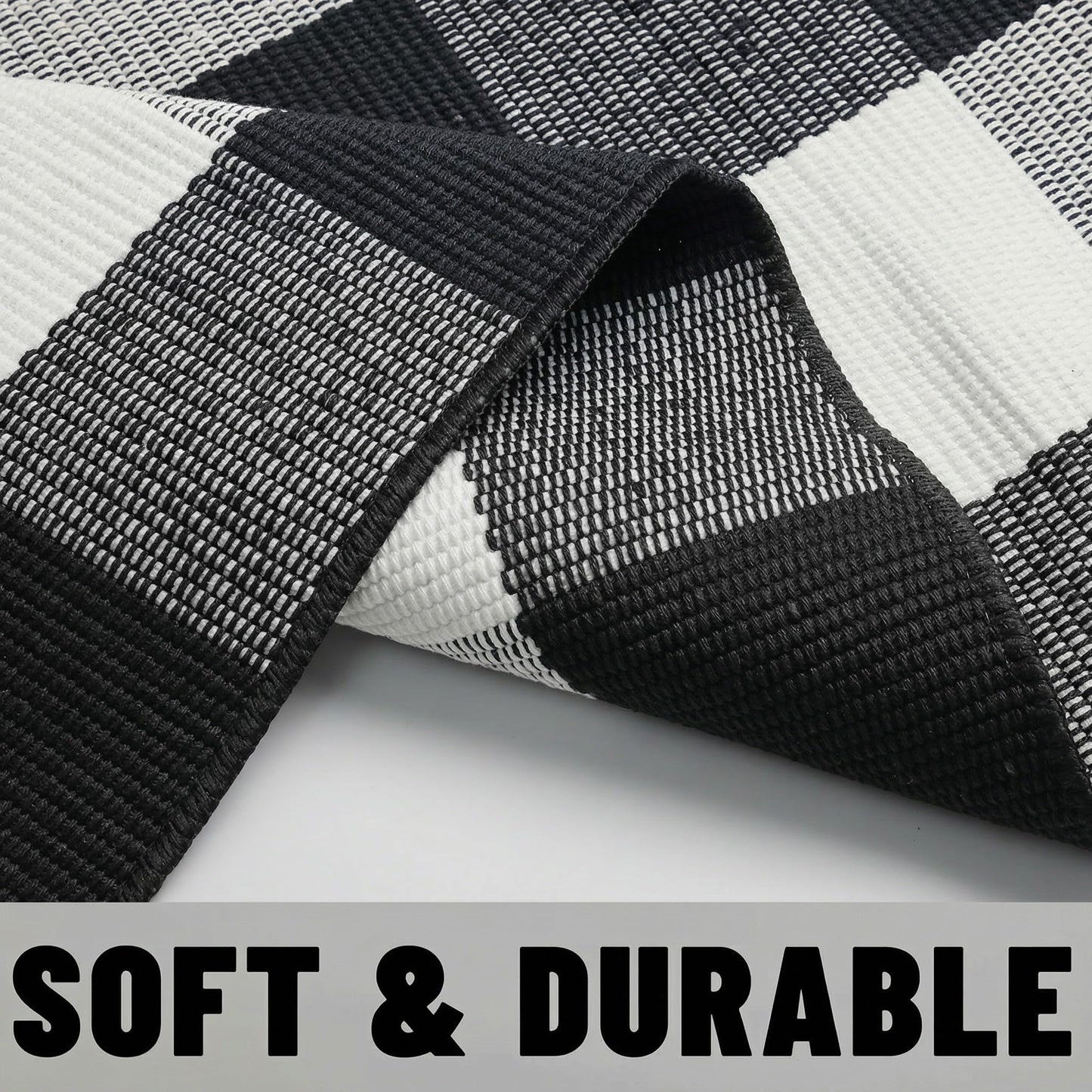 WAYYE Buffalo Plaid Outdoor Rug 27.5" x 43" Black and White Checkered Area Rug Washable Doormats Indoor Outdoor Rugs for Layered Front Door Mats, Porch, Entryway, Kitchen, Farmhouse