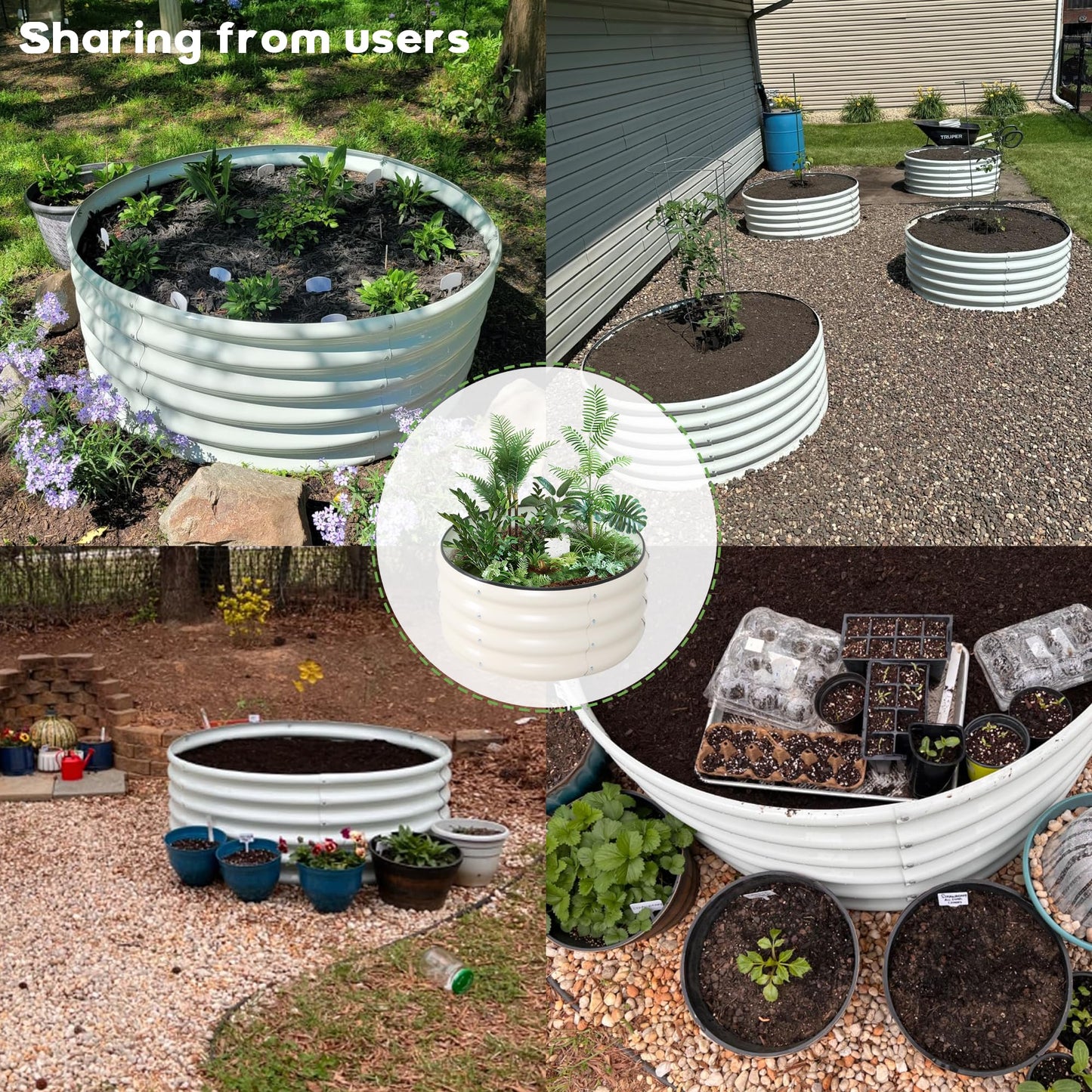 ToBoom Galvanized Raised Garden Bed Kit Outdoor Metal Garden Planter Box for Backyard Gardening, Planting Vegetables, and Patio (Dia23.6"x11.8")