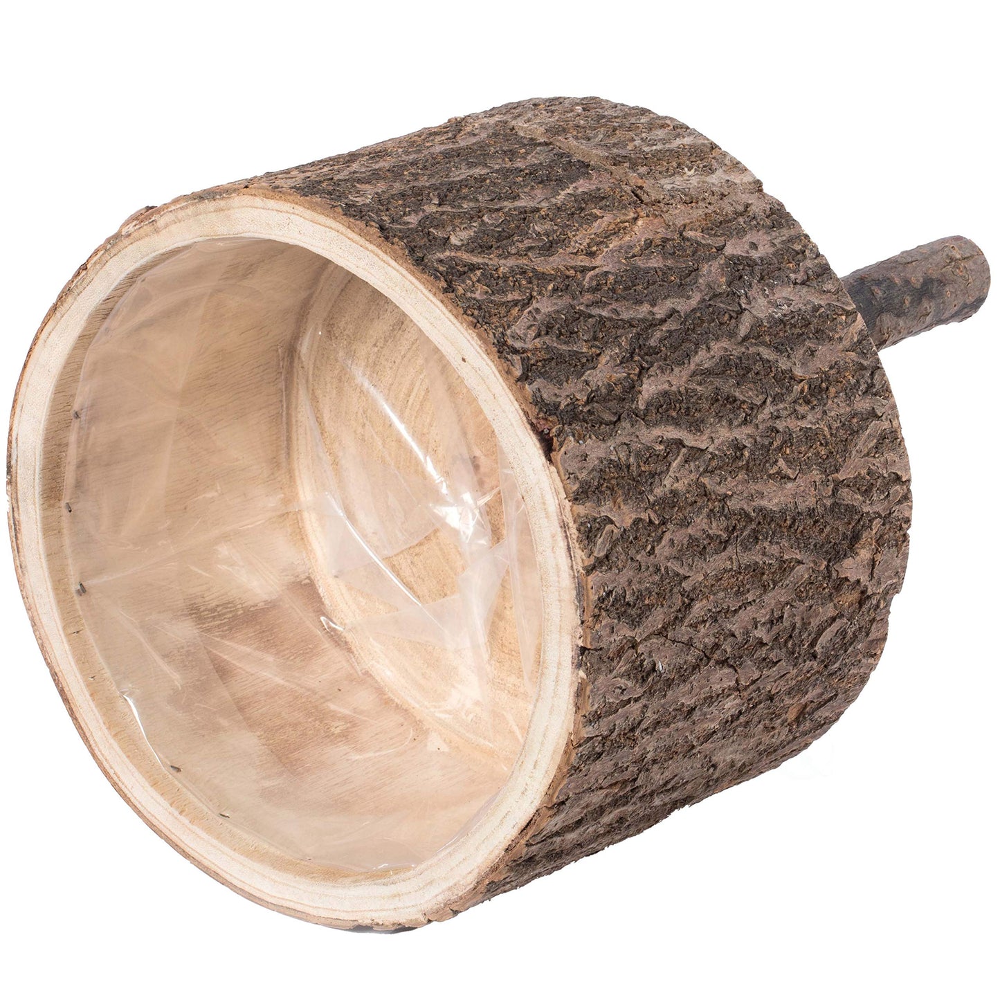 Vintiquewise Wooden Stump Tree Log with Bark Planter Pot with Small Tree Branch Legs