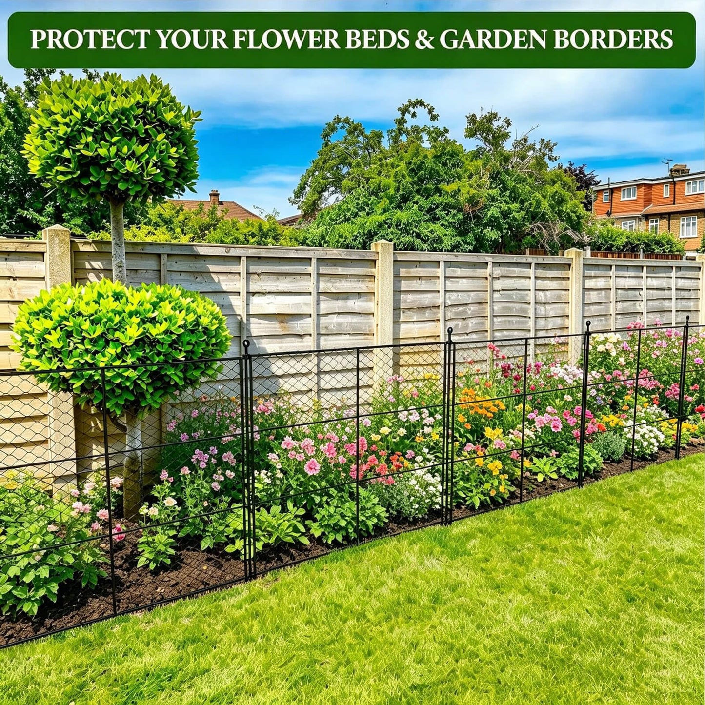 6 Panels Chicken Wire Plant Protectors, 14.26ft(L) x 24in(H) Plant Protectors from Animals, Raised Garden Bed Fencing, Garden Protection Bunny Barricades from Chicken Squirrels for Vegetables