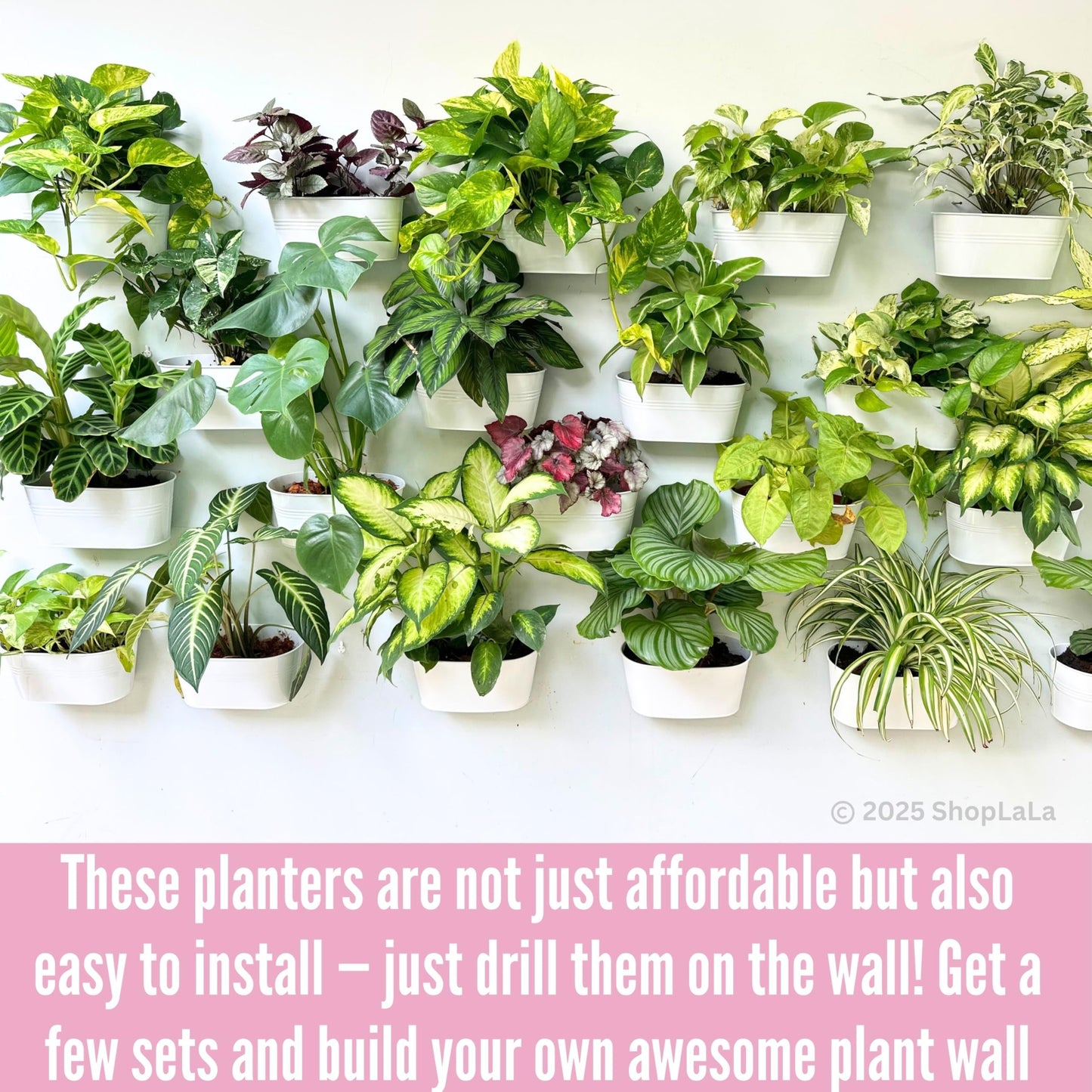 LaLaGreen Planter Boxes Outdoor (15 Pack, 11.8 Inch) White Metal Iron Hanging Flower Pots Deck Railings Rails Fence Buckets Countryside Boho Style Wall Mount Window Box Plant Holder Hooks Porch Decor
