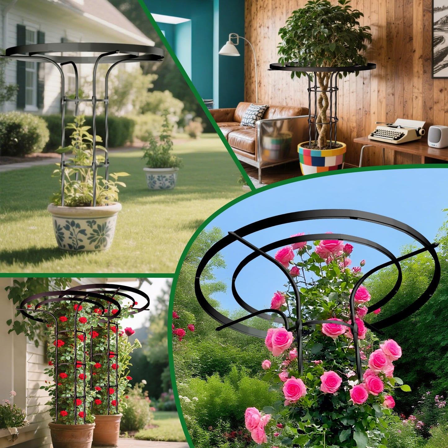 Carotex Mushroom Top Trellis for Climbing Plants Outdoor, 3.44FT Decorative Obelisk Plant Support with Rustproof PE-Coated Metal, Rose Trellis for Clematis Ivy, Black