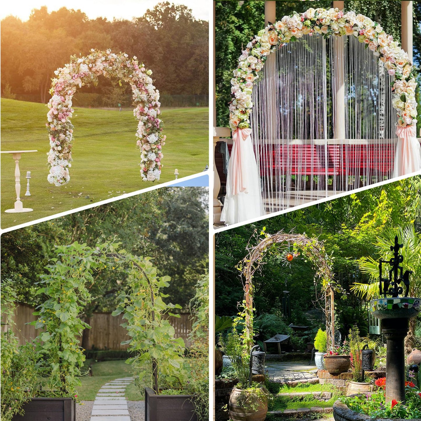 Thickened Tube Garden Arch Trellis, 4.6 * 7.8 or 6.4 * 7.5Ft, Metal Archway Arbor Stable Outdoor Garden Trellis for Climbing Plants, Party Wedding Arch Decoration