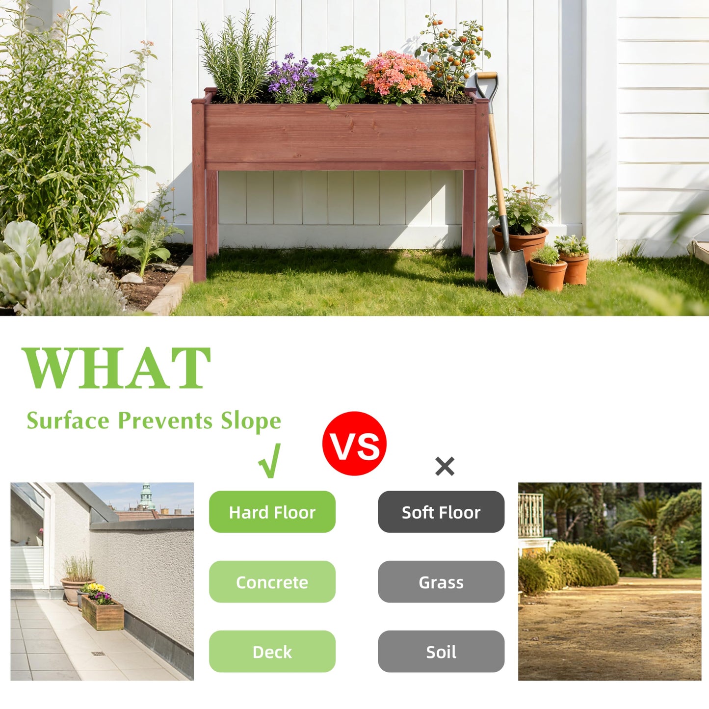 Raised Garden Bed with Legs, 48x24x30'', Outdoor Wood Elevated Planter Box, Thick Legs, w/Liner