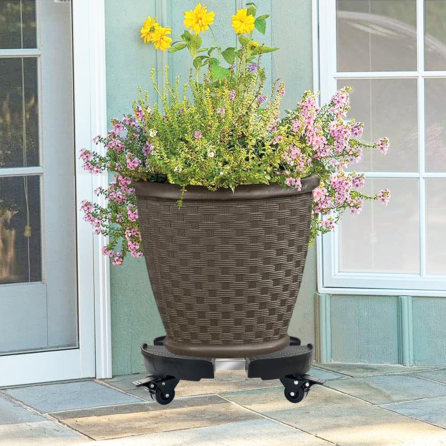 CASIMR Plant Stand with Wheels, 2 Pack Adjustable 15-20" Heavy Duty Plant Caddy with Casters, Indoor Outdoor Large Potted Planter Cart Dolly, Rolling Plant Stand for Flower Pot, 440lb Capacity