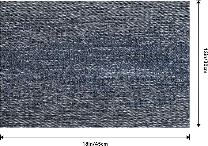 Leetaltree Denim Blue Placemats Set of 12 - Heat Resistant Non-Slip Place mats for Dining Table, Washable Durable PVC Vinyl Woven Table Mats(Denim Blue, 12)