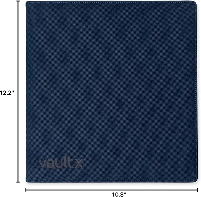 Vault X Large Ring Binder, 900 Cards, fits 9 Pocket Pages, Exo-Tec Material, 3 D-Ring Folder, for Trading Cards (Blue)