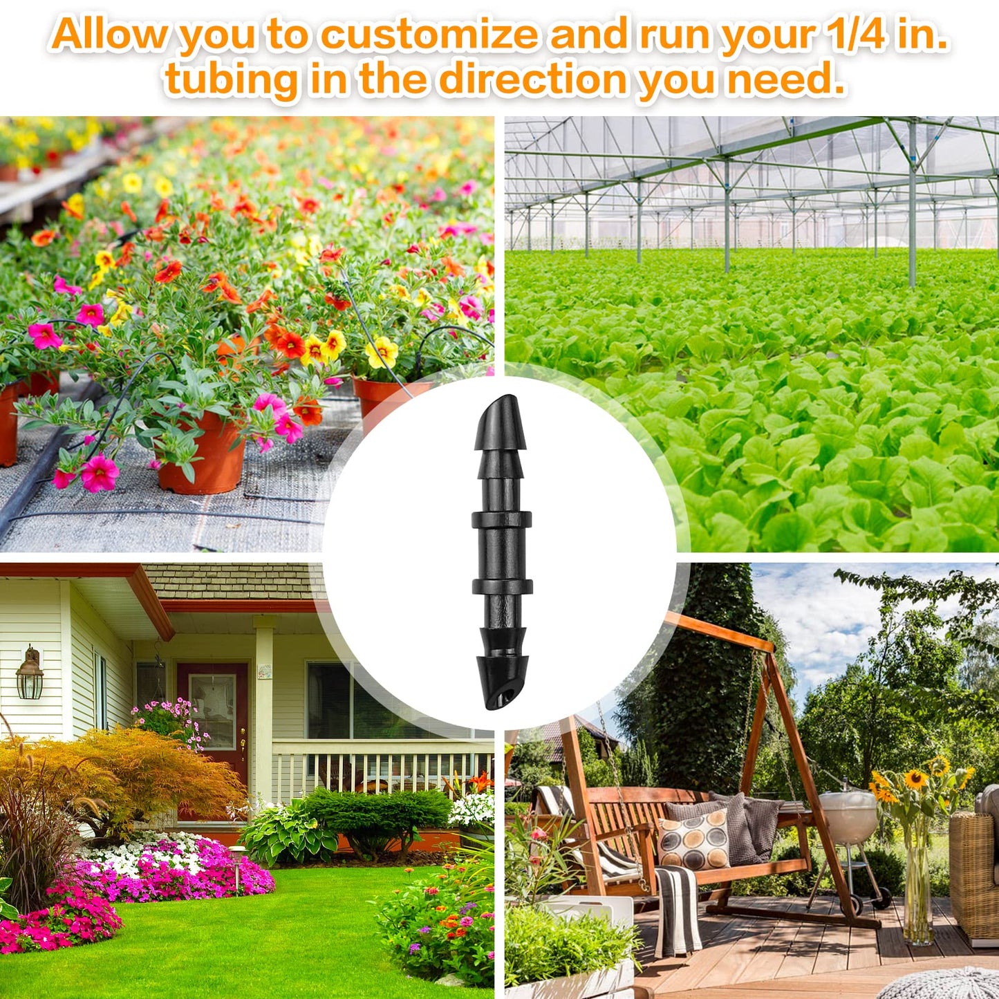 Gardrip Drip Irrigation Coupling Fittings:120 Pieces Barbed Coupler Irrigation Parts with Sharp End Fits for 1/4 Inch Irrigation Tubing Drip Line Connectors for Garden Lawn Irrigation System