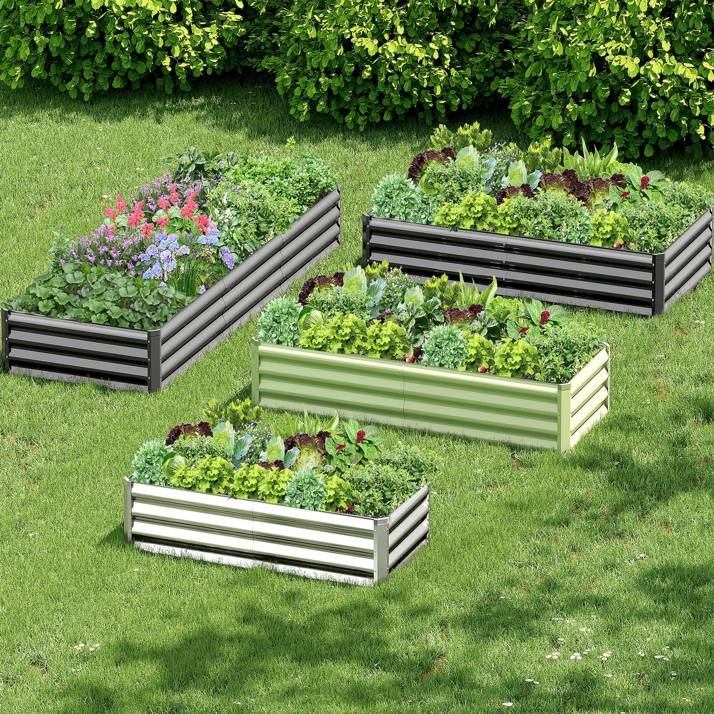 Ayen Guard 2PCS 6x3x1FT Galvanized Raised Garden Bed, Galvanized Planter Raised Garden Boxes Outdoor, Large Metal Raised Garden Beds for Vegetables-Green